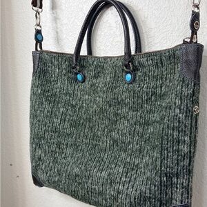 GABS Leather & Wool Italian Convertible Crossbody Top Handle Green Women's Bag